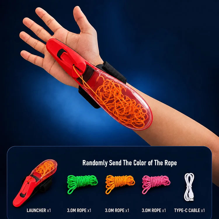 USB Rechargeable Glow Zip String Launcher – Auto Retractable Flying String Wrist Toy for Kids & Teens