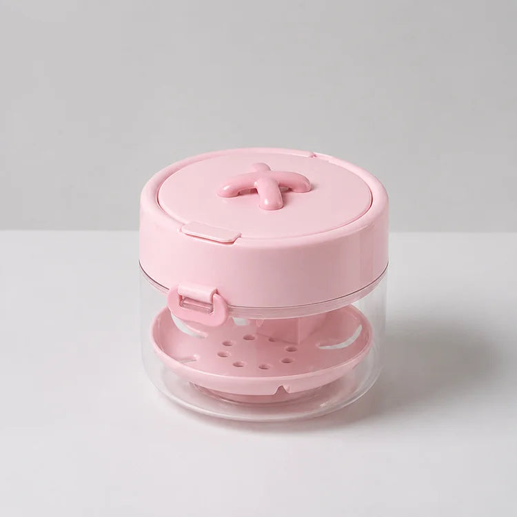 3-in-1 Retainer Cleaner Case with Mirror & Removable Cleaning Basket for Aligners, Mouth Guards & Dentures