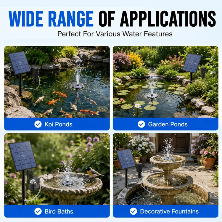 Solar Powered Pond Aerator Air Pump for Fish Ponds, Koi Ponds & Live Bait Buckets | High-Output Oxygen Pump