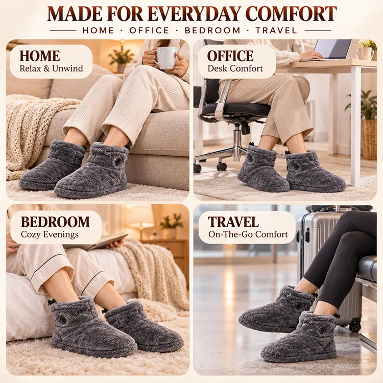 USB Heated Plush Booties β 5-Level Adjustable Warm House Slippers