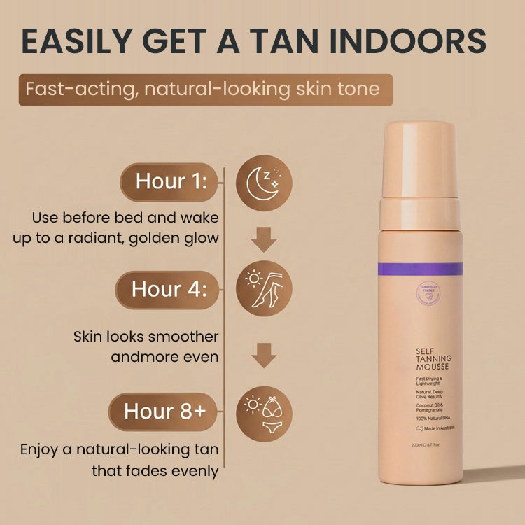 🥥 Instant Bronzing Self Tanner Mousse | Hydrating Sunless Tan for Face & Body | Streak-Free Natural Glow