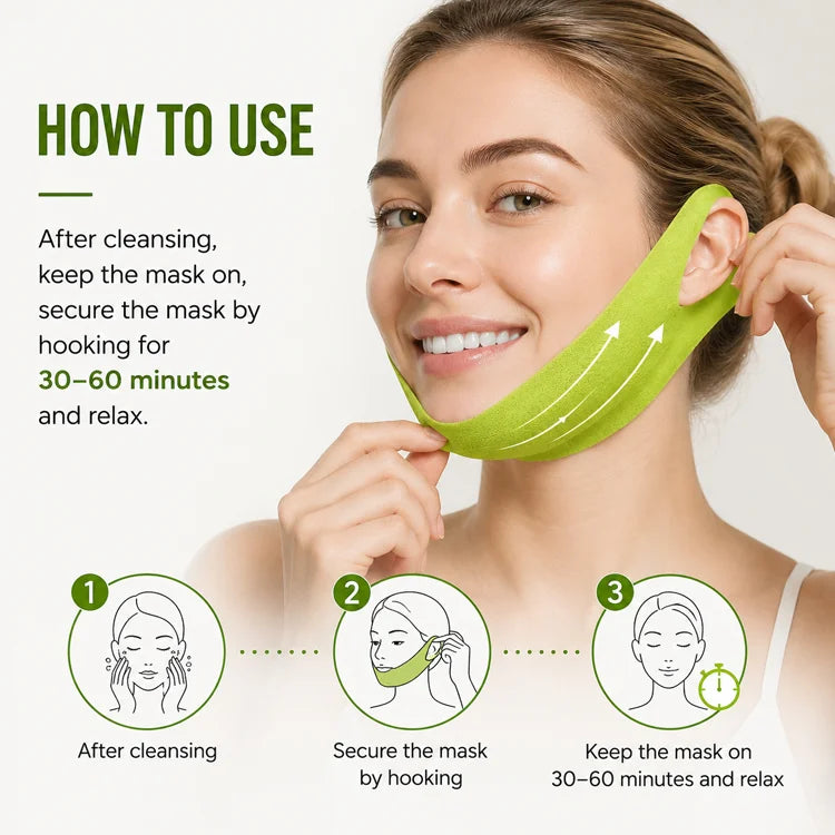 Collagen V-Line Lifting Facial Mask with Ear Hooks – Hydrating Jawline Chin Slimming Sheet Mask