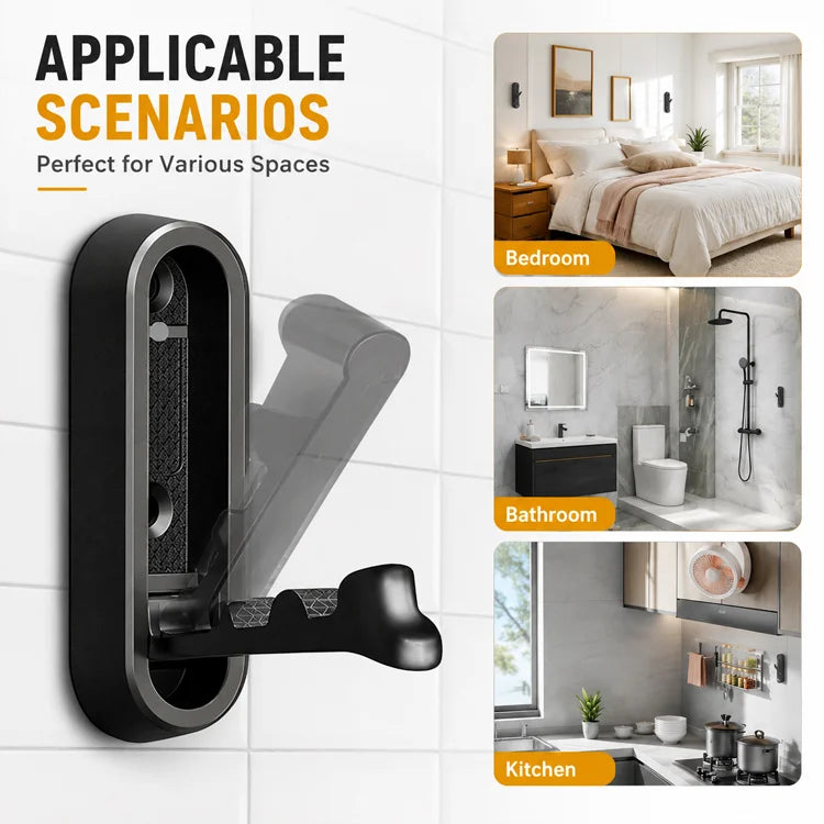 Invisible Foldable Wall Hooks – No-Drill Heavy Duty Space-Saving Coat & Towel Hanger (2-Pack)