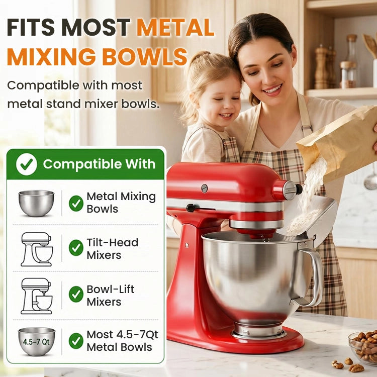 Professional Stainless Steel Stand Mixer Ingredient Chute – Universal No-Spill Pouring Guide