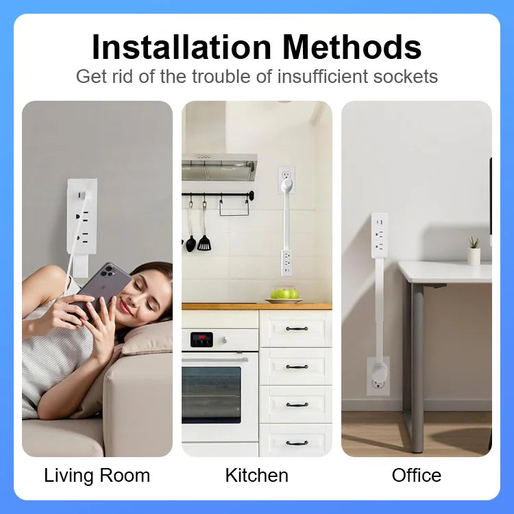 FlexOutlet™ Space-Saving Outlet Extender – No More Blocked Plugs, Rotates 180° + USB Charging