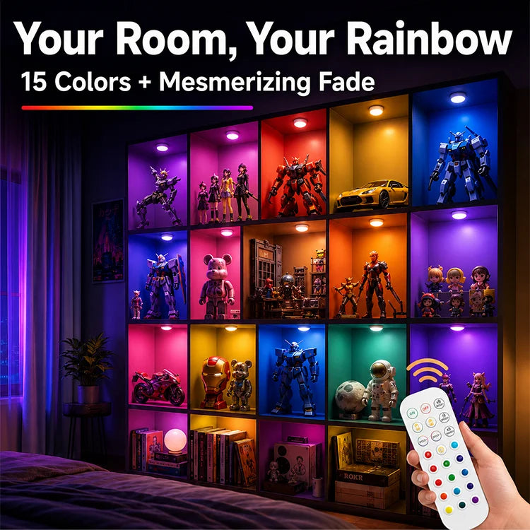 💡 15-Color Rechargeable RGB Magnetic LED Light Bulb with Remote Control – Cordless Type-C Ambient Light (Warm White, Cool White & RGB Colors)