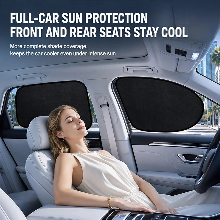 4-Piece Static Cling Car Side Window Sun Shade Set - Heat Blocking UV Protection Privacy Window Covers
