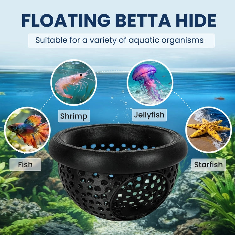 4-in-1 Floating Betta Hide, Feeding Ring & Shrimp Cave – No-Install Aquarium Decor