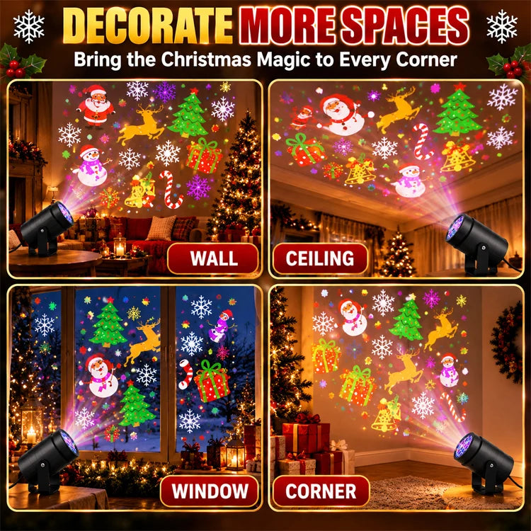 Mini Christmas Projection Light – 16 Festive Patterns & Wide-Area Display