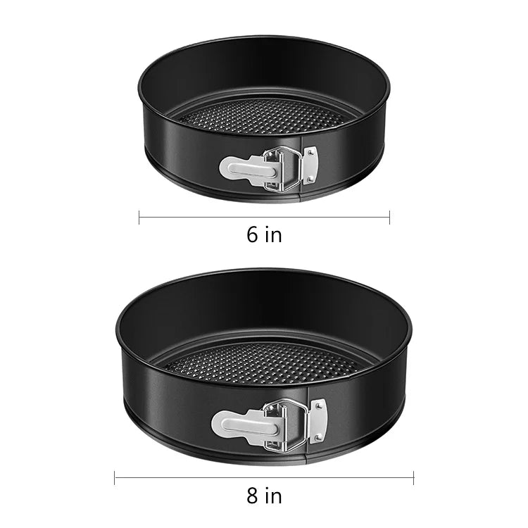 304 Stainless Steel Non-Stick Springform Cake Pan Set with Removable Bottom for Cheesecake, Mousse, Tart & Baking