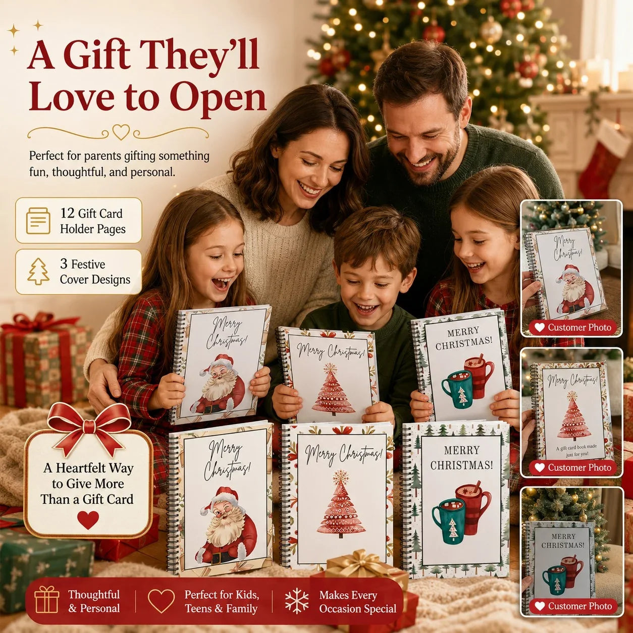 🔥Last Day 50% OFF🎁Christmas Gift Card Book -🎄12 GIFT CARD HOLDER PAGES INSIDE!