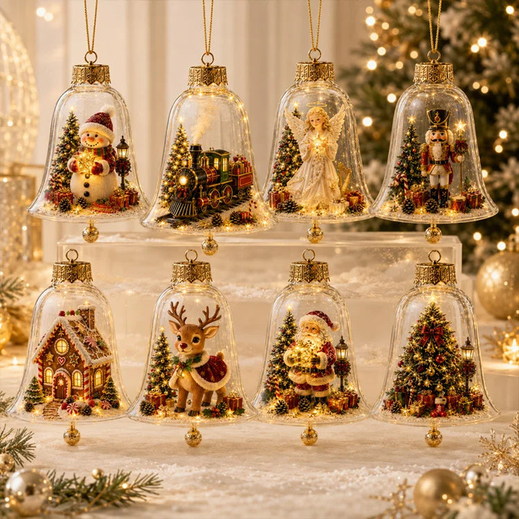 Glowing Christmas Bell Ornament β Light-Up Miniature Holiday Scene