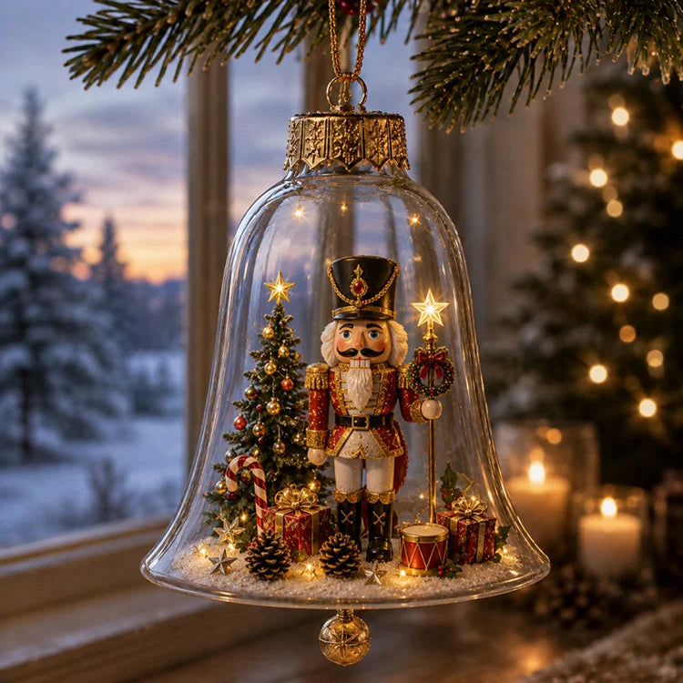 Glowing Christmas Bell Ornament – Light-Up Miniature Holiday Scene