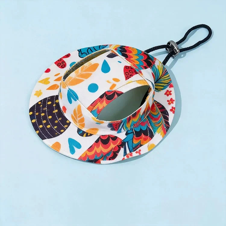 Kawaii Pet Sun Hat – Ear-Friendly Wide-Brim Bucket Hat for Dogs & Cats