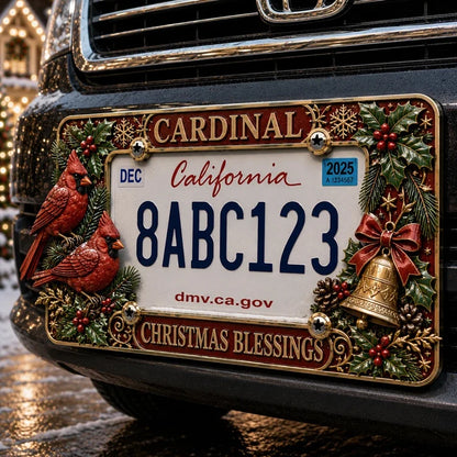 3D Christmas License Plate Frame – Festive Metal Holiday Car Decoration