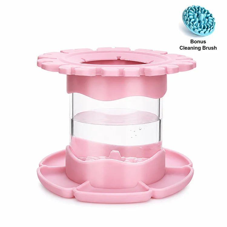 Portable Detachable Silicone Paint Brush Washer with Brush Holder