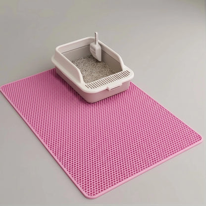 🐾 Large Double-Layer Honeycomb Cat Litter Mat – Waterproof EVA Litter Trapping Mat for Cleaner Floors