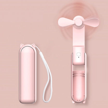 2-in-1 Portable Handheld Fan & Power Bank – USB Rechargeable Personal Cooling Fan with Up to 12H Battery Life