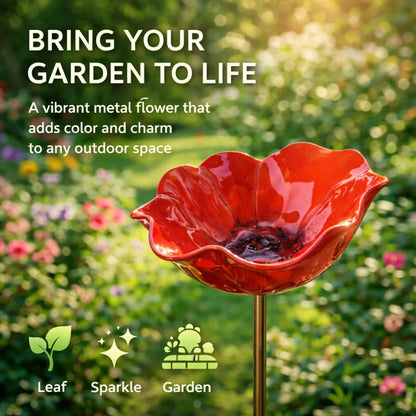🎁Mother’s Day Gift 🐦 Handmade Metal Flower Garden Stake Bird Bath