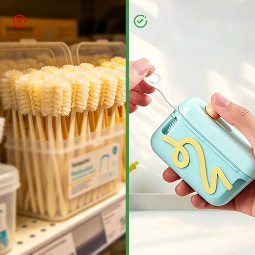 🦷 Portable One-Touch Floss Pick Dispenser with 50 Premium Floss Picks