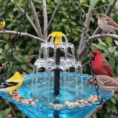 🌿✨ Solar Cascade Hanging Bird Bath Fountain