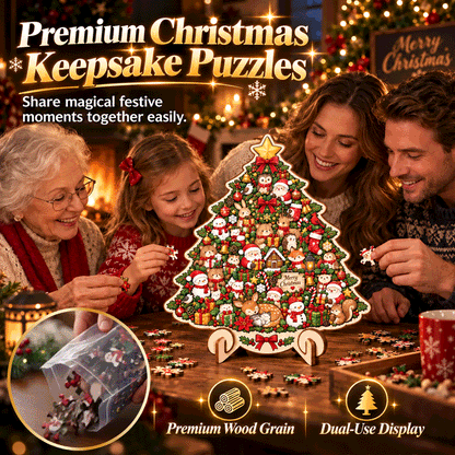 DIY Christmas Wooden Puzzle Display Keepsake with Stand
