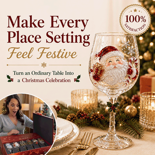 3D Christmas Character Wine Glass – Hand-Finished Holiday Stemware