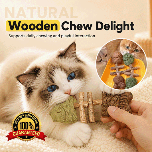 Natural Silvervine Fish Bone Cat Chew Toy – Dental Cleaning Stick, Catnip Enrichment Toy for Indoor Cats