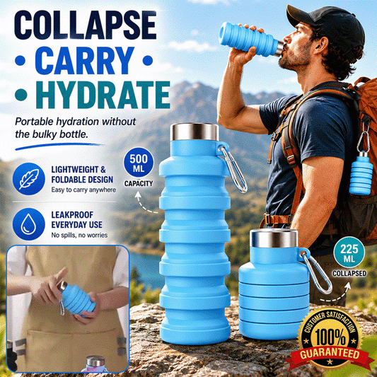 Collapsible Silicone Water Bottle – Leakproof Foldable Travel & Sports Hydration Bottle