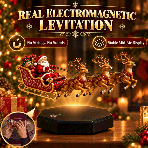 Magnetic Levitation Santa Sleigh – 360° Rotating Christmas Display