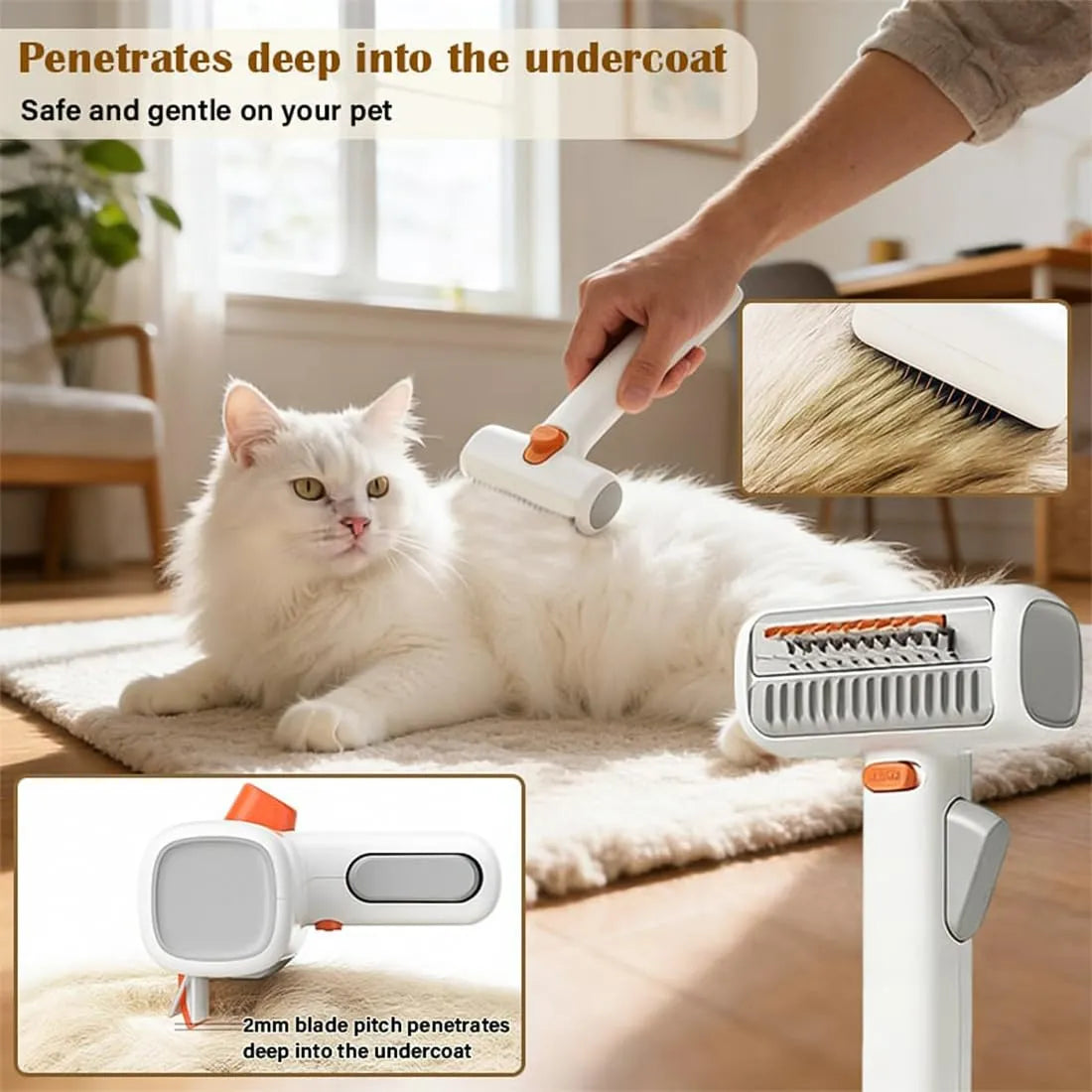 🐾 2-in-1 Pet Grooming Comb – Advanced Detangling & Deshedding System