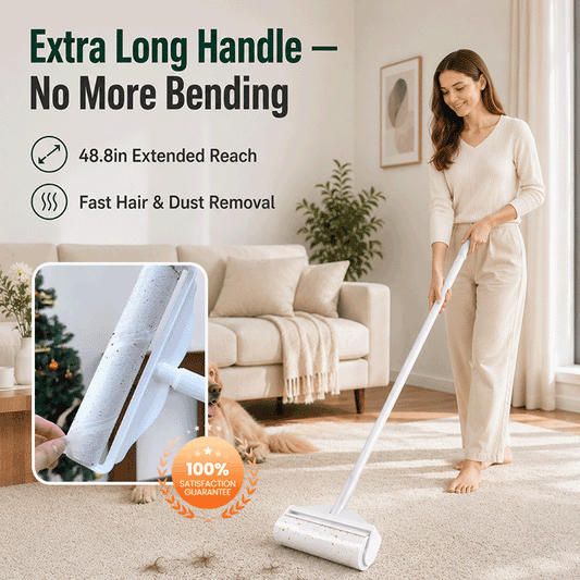 Pet Hair Remover Long Handle Sticky Lint Roller For Floors, Carpets & Furniture
