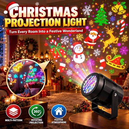 Mini Christmas Projection Light – 16 Festive Patterns & Wide-Area Display