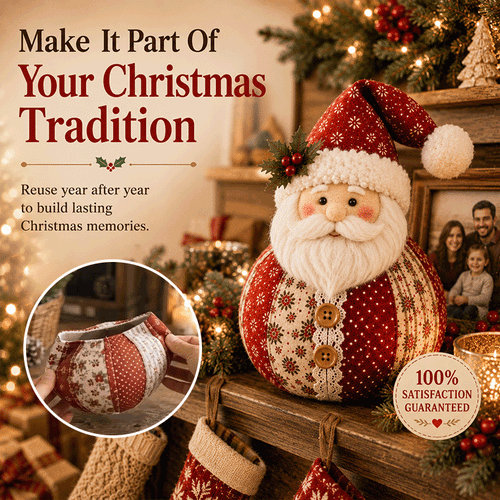 DIY Patchwork Santa Doll Kit – 3D Fabric Christmas Craft & Holiday Decor