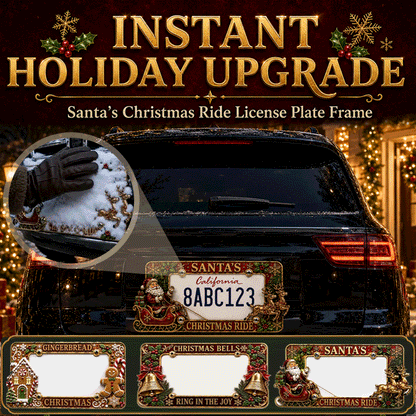3D Christmas License Plate Frame – Festive Metal Holiday Car Decoration
