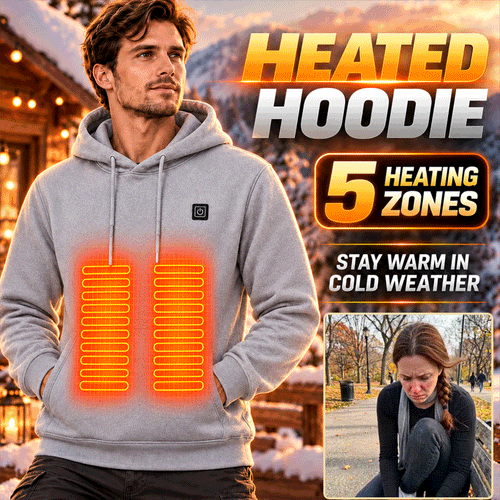 5-Zone Heated Pullover Hoodie – 3 Heat Levels USB Powered