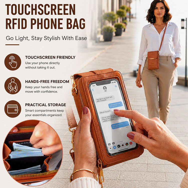 Touchscreen RFID Crossbody Phone Bag