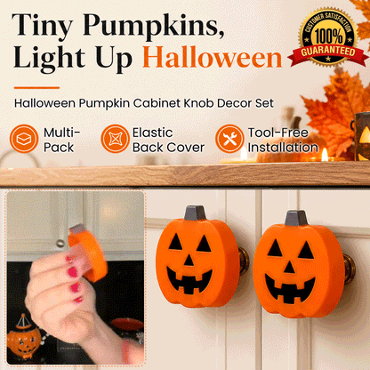 Halloween Pumpkin Cabinet Knob Covers – Silicone Decorative Door Handle Protectors for Cabinets, Drawers & Dressers