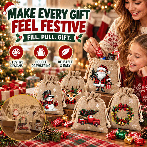 🔥Last Day 50% OFF🎁5-Piece Christmas Drawstring Gift Bag Set