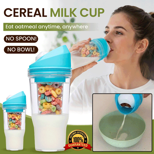 Portable Cereal Cup – Leakproof Breakfast-On-The-Go Container with Dual Food & Milk Compartments
