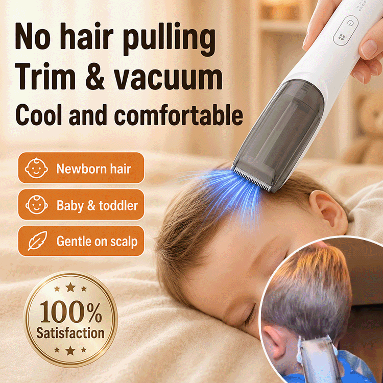 Baby Hair Clipper with Vacuum – Ultra-Quiet Waterproof USB Rechargeable Hair Trimmer for Babies, Toddlers & Kids, Safe Rounded Blades, Low Noise Electric Hair Cutting Kit