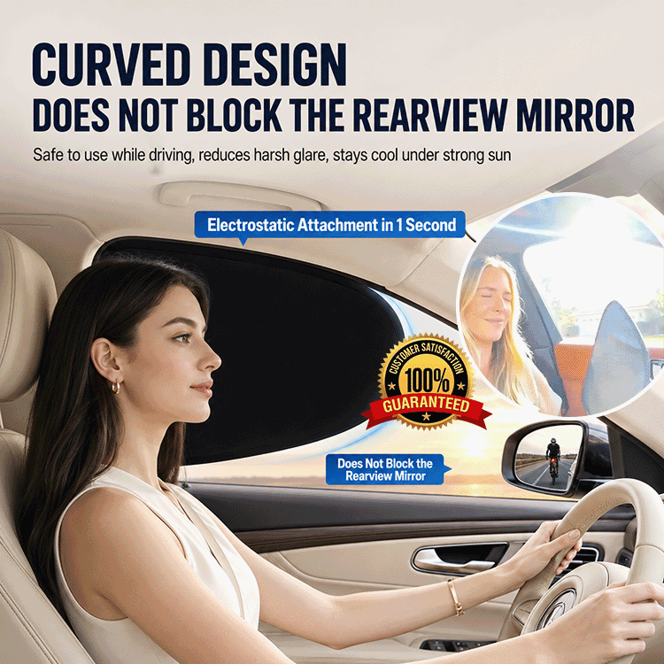 4-Piece Static Cling Car Side Window Sun Shade Set - Heat Blocking UV Protection Privacy Window Covers