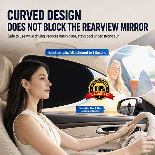 4-Piece Static Cling Car Side Window Sun Shade Set - Heat Blocking UV Protection Privacy Window Covers