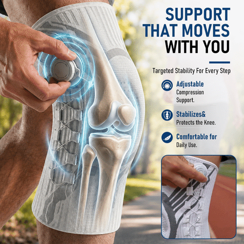 OrthoShield™ Precision Dial Compression Knee Brace with Patella Gel Pad & Dual Spring Stabilizers