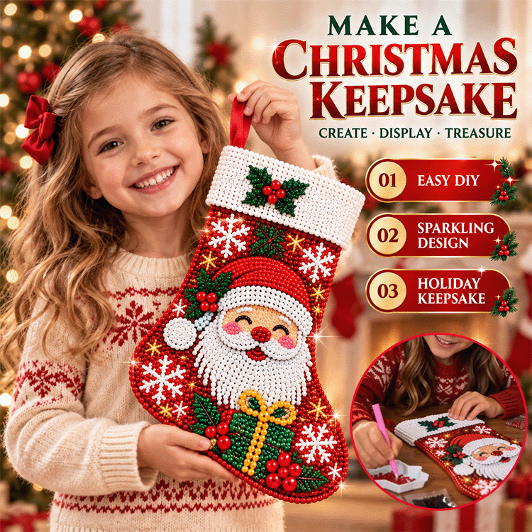 DIY Diamond Painting Christmas Stocking Kit – 6 Festive Holiday Designs