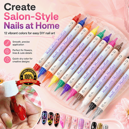 💅 12-Color Precision Nail Art Pen Set - Ultra-Fine 0.5mm & Dual-Tip DIY Nail Design Markers For Salon-Worthy Manicures