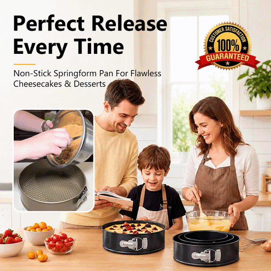 304 Stainless Steel Non-Stick Springform Cake Pan Set with Removable Bottom for Cheesecake, Mousse, Tart & Baking