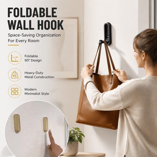 Invisible Foldable Wall Hooks – No-Drill Heavy Duty Space-Saving Coat & Towel Hanger (2-Pack)