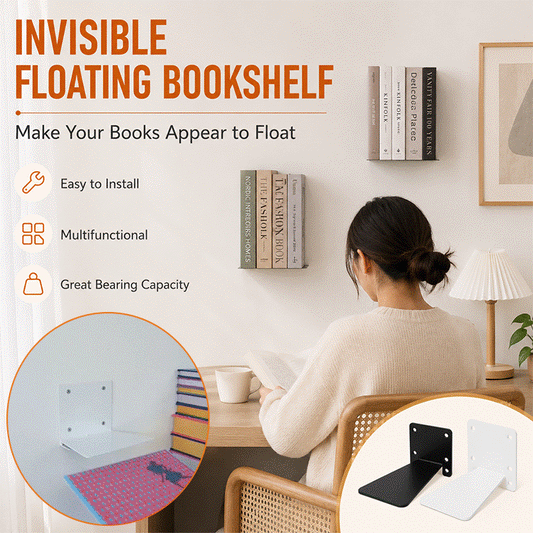 Invisible Floating Bookshelves – Hidden Wall-Mounted Metal Book Shelves for Modern Home Décor