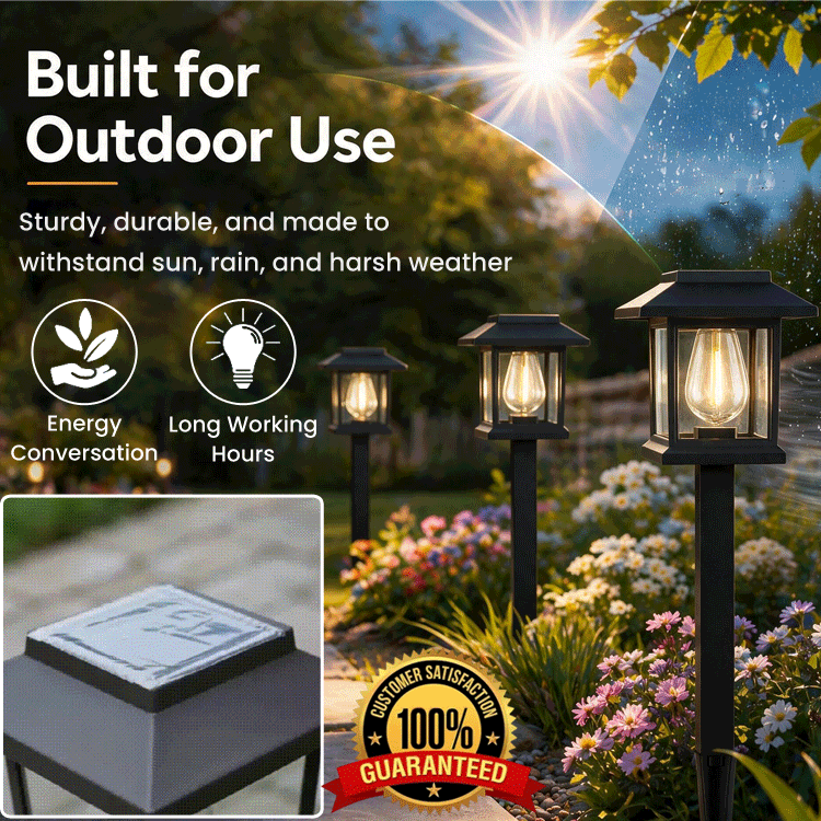 Vintage Solar Garden Path Lights – Waterproof Auto On/Off Outdoor Landscape Lanterns